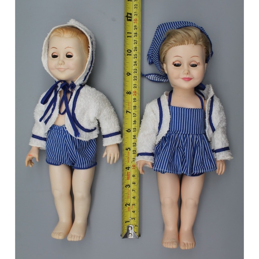 Vintage Effanbee Bobbsey Twins Dolls Pair 1982 Sailor Outfits 12" Sleep Eyes
